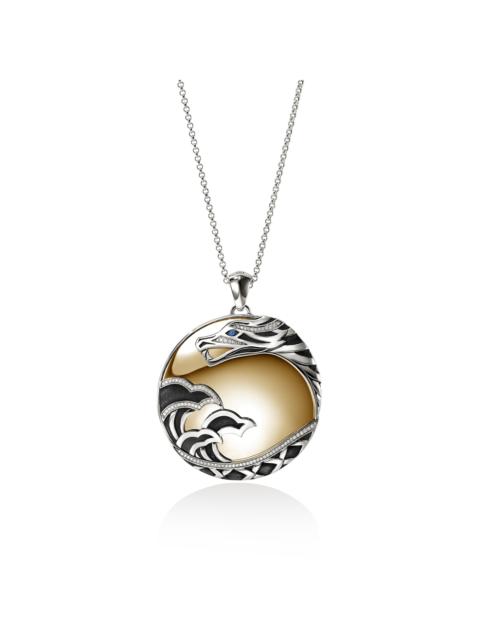 JOHN HARDY Naga Pendant Necklace, Gold, Sterling Silver, Diamonds, 50MM