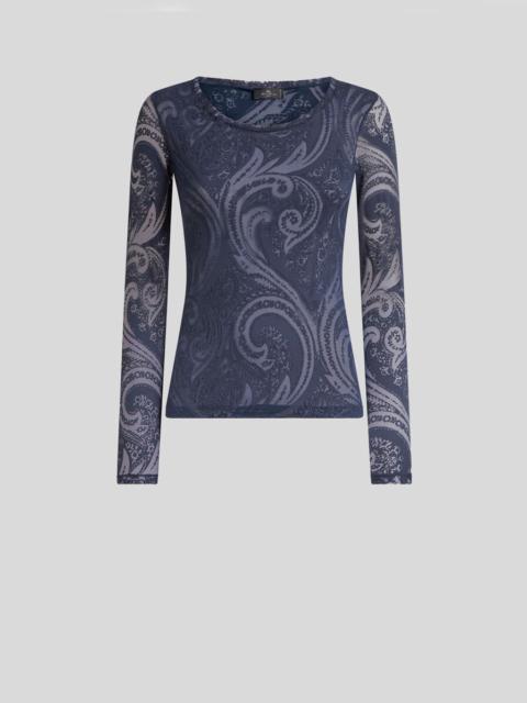 Etro SWEATER IN COTTON-BLEND BURNOUT JERSEY WITH PAISLEY MOTIF