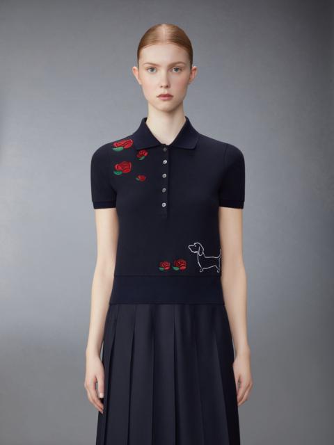 Thom Browne motif-embroidered cotton polo top