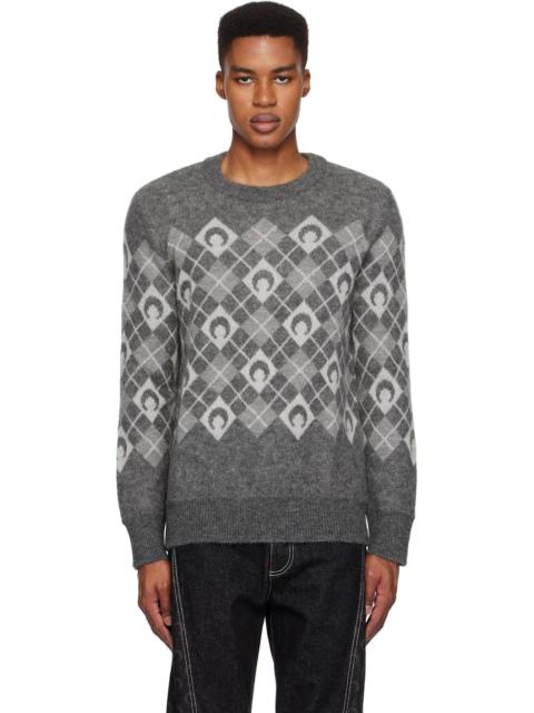 Marine Serre argyle intarsia-knit sweater