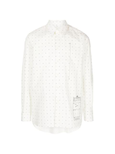 numbers-motif cotton shirt
