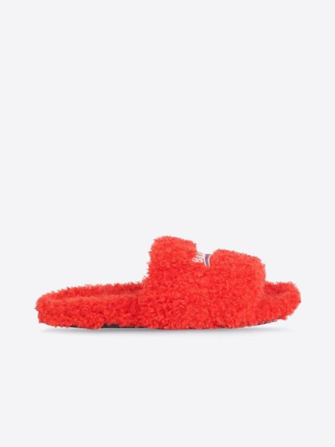 BALENCIAGA Women's Furry Slide Sandal in Red/white/red