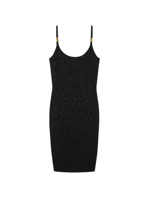 VERSACE leopard lurex midi dress