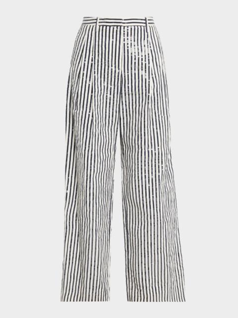 TWP Sulli Clear Sequined Striped Pants
