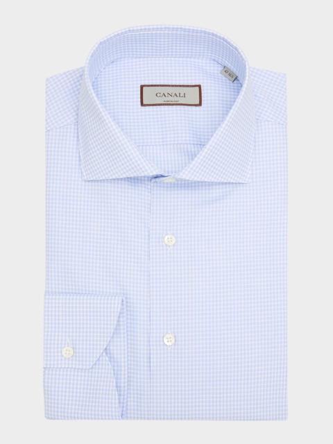 Canali Men's Cotton Micro-Check Dress Shirt