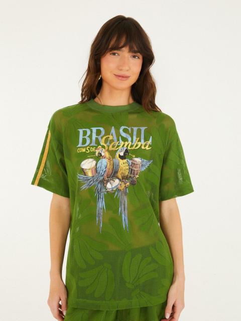 FARM RIO Green Brasil Samba Lace T-Shirt