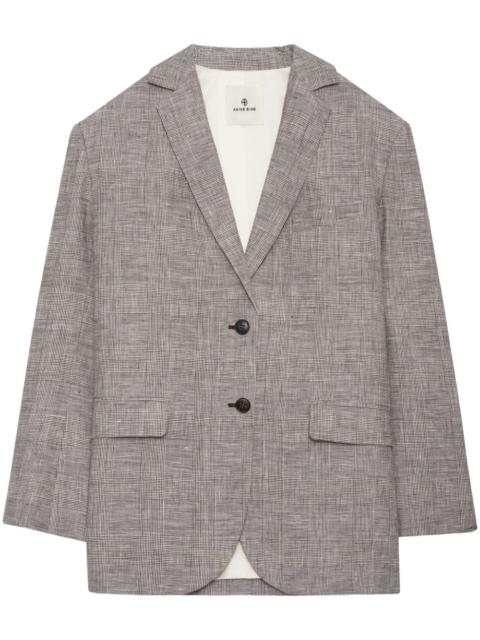 ANINE BING Quinn plaid linen blazer