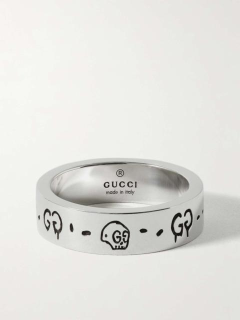 GUCCI Logo-Engraved Silver Ring