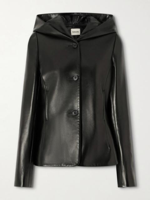 KHAITE June Hooded Peplum Leather Jacket