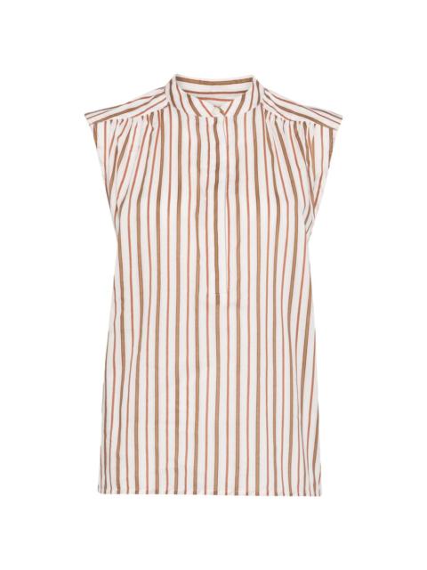 striped sleeveless blouse