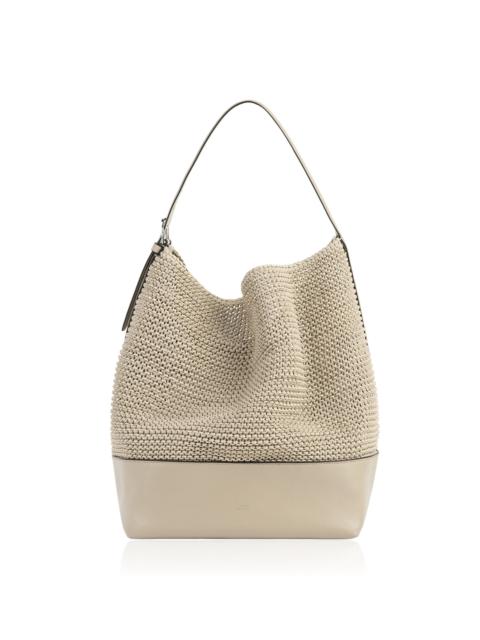 TOTEME Belted Woven-Leather Tote Bag taupe