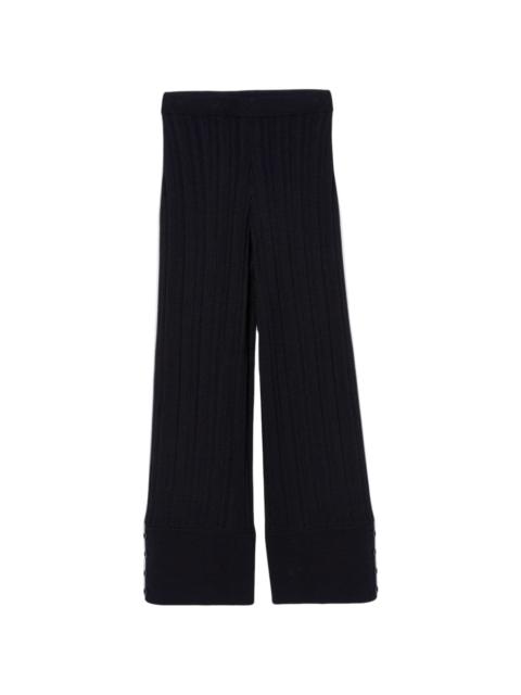 piped-trim flared trousers