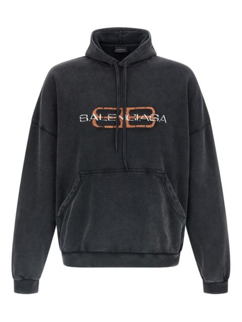BALENCIAGA front-print kangaroo-pocket hoodie