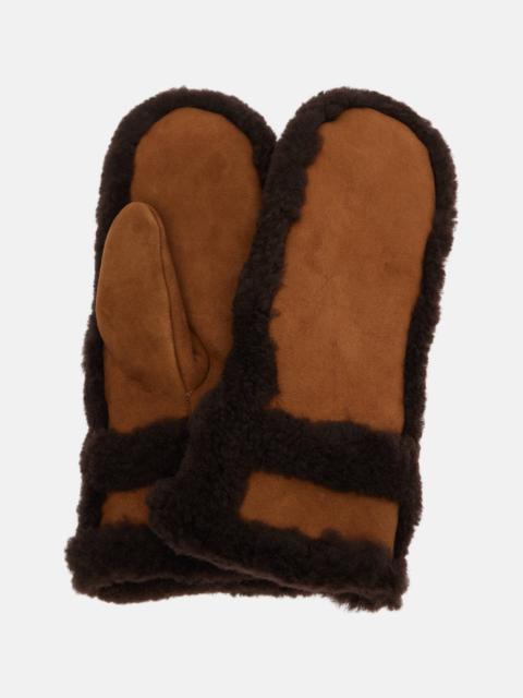 Yves Salomon Shearling-trimmed leather mittens