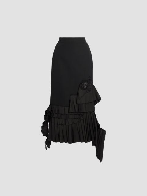 Erdem EMBROIDERED GRAIN DE POUDRE MIDI PENCIL SKIRT