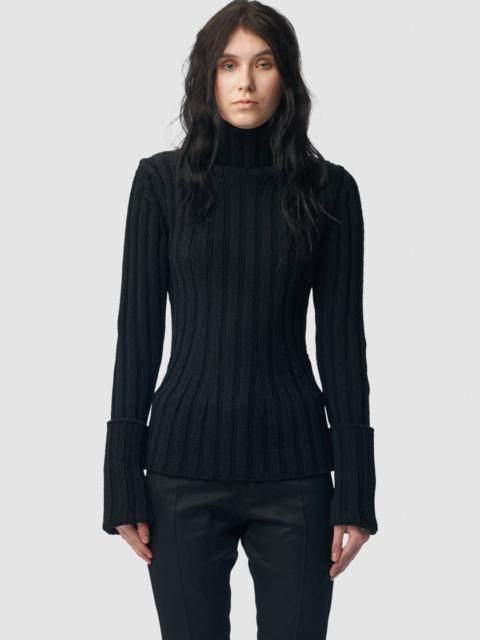 Ann Demeulemeester Tia Cropped Rib Darted High Neck Sweater