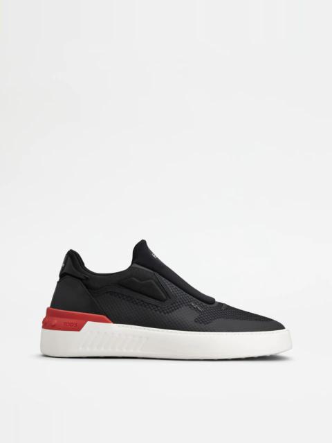 Tod's NO_CODE X SLIP-ON SHOES IN TECHNICAL FABRIC AND LEATHER - BROWN