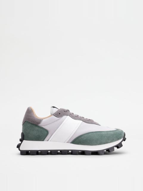 Tod's SNEAKERS TOD’S 1T IN SUEDE AND FABRIC - GREEN, GREY, WHITE