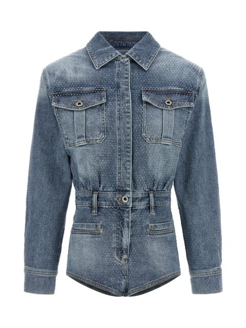 self-portrait 'rhinestone Denim' Jumpsuit