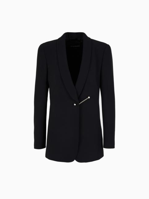 EMPORIO ARMANI Shawl collar jacket in envers satin with piercing-style closure