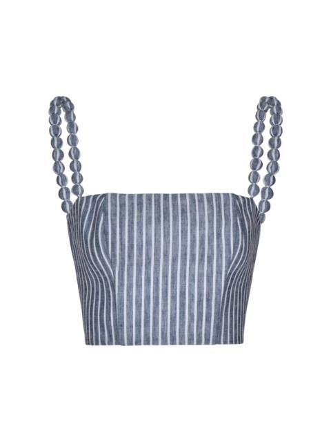 ANDRES OTALORA Esperame Striped Cropped Top stripe