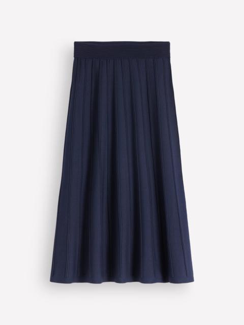 BODEN Ottoman Knitted Midi Skirt-Navy