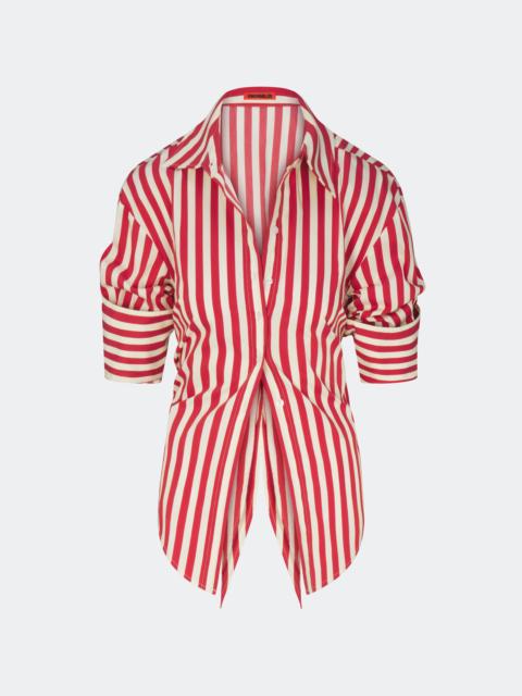 SIMONMILLER Loch Poplin Button Up in Venetian Red Stripe