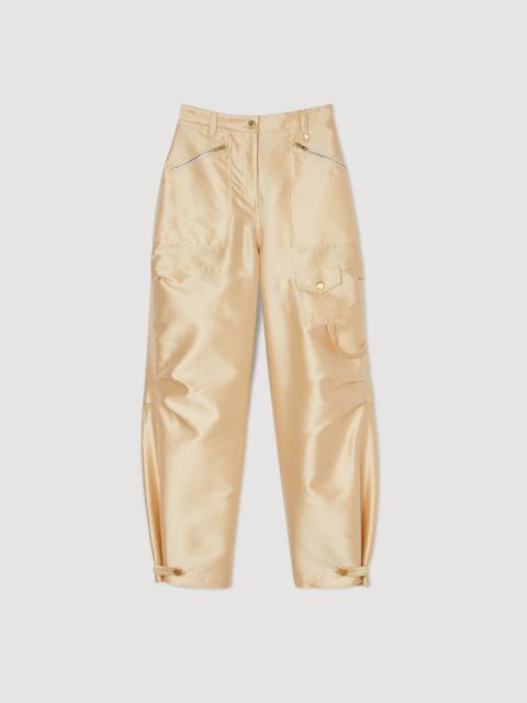 SATIN-EFFECT CARGO TROUSERS