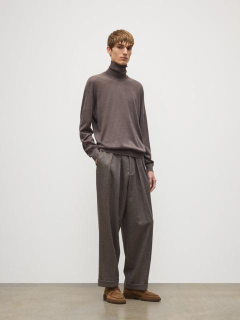 Johnstons of Elgin Fin Brown Cashmere Roll Neck Jumper