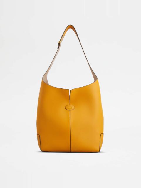 Tod's TOD'S DI BAG FOLIO SHOULDER BAG IN LEATHER LARGE - YELLOW