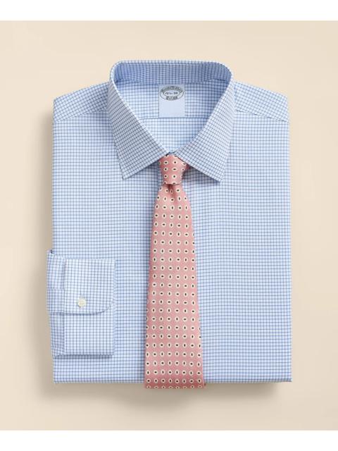 Brooks Brothers Stretch Supima® Cotton Non-Iron Royal Oxford Ainsley Collar, Grid Check Dress Shirt