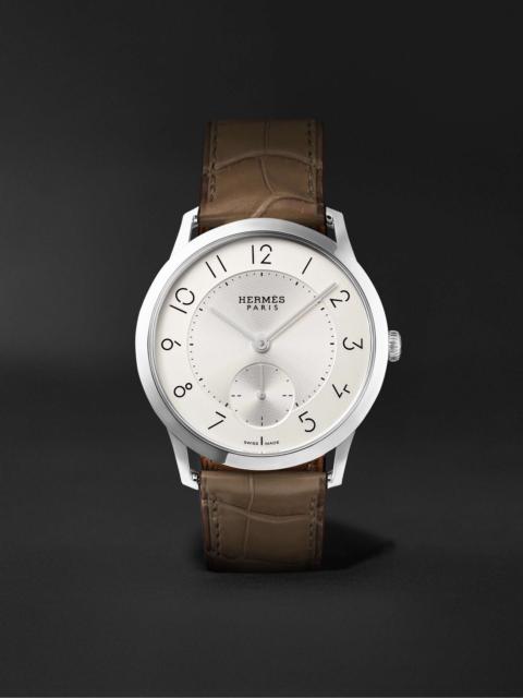 Hermès Slim d'Hermès Acier Automatic 39.5mm Stainless Steel and Alligator Watch, Ref. No. W045266WW00