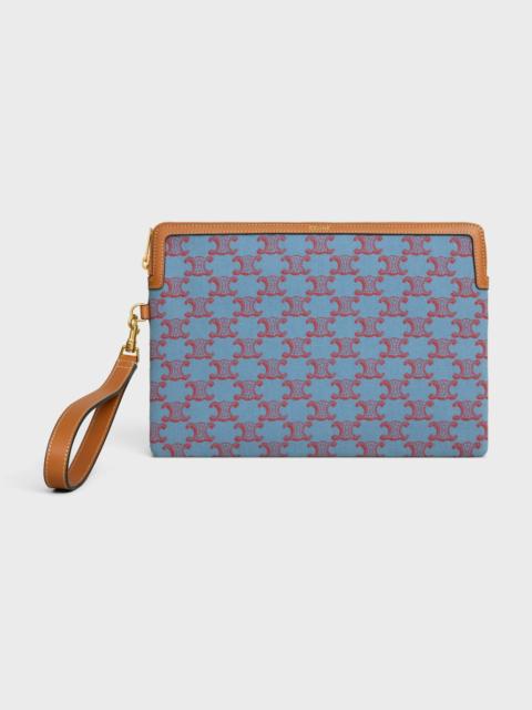 CELINE SMALL POUCH WITH STRAP CUIR TRIOMPHE IN TEXTILE WITH TRIOMPHE ALL OVER