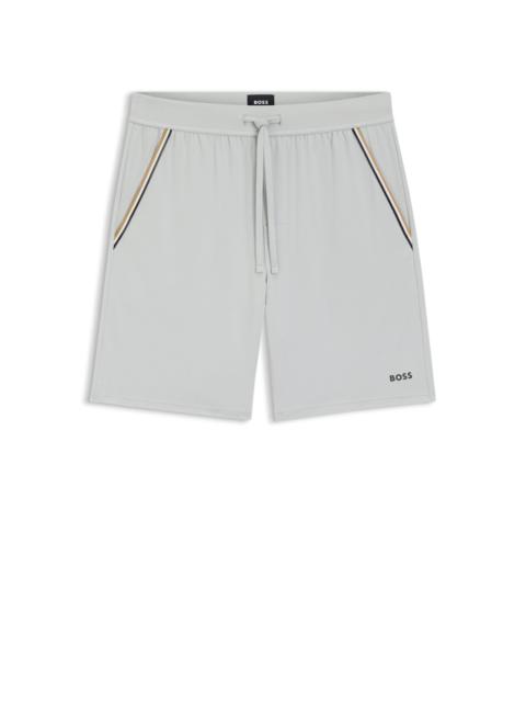 BOSS STRETCH-COTTON PYJAMA SHORTS WITH SIGNATURE-STRIPE TAPE