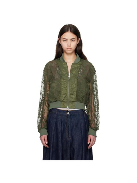 Andersson Bell double layered logo lace short bomber jacket