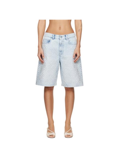 CASABLANCA Blue Hotfix Baggy Denim Shorts