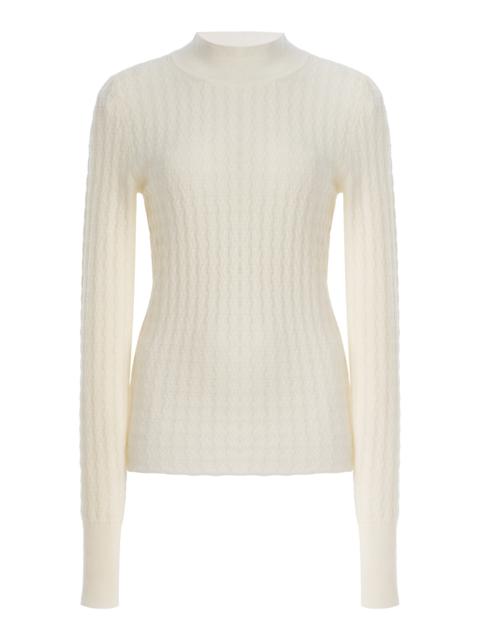 CORDOVA Soleil Cable-Knit Merino Wool Top ivory