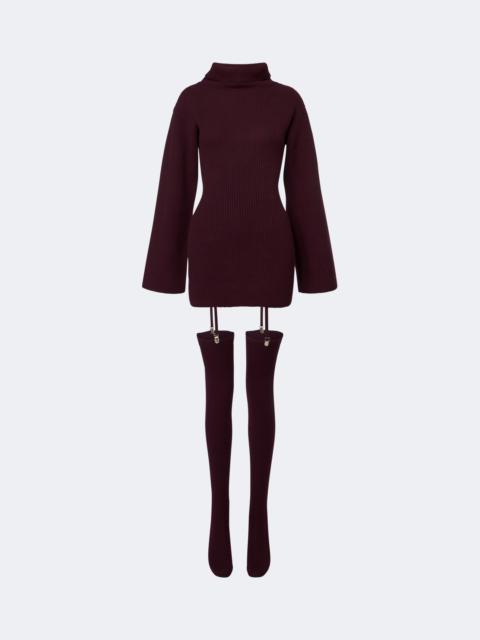 AYA MUSE Cursa ribbed-knit wool minidress and tights set