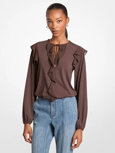 MICHAEL KORS Ruffled Georgette Long-Sleeve Top