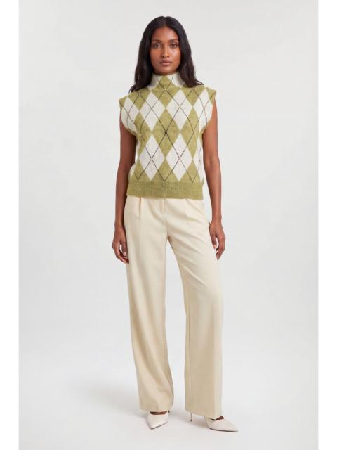 KAREN MILLEN Studded Argyle Wool Blend Cosy Knitted Top