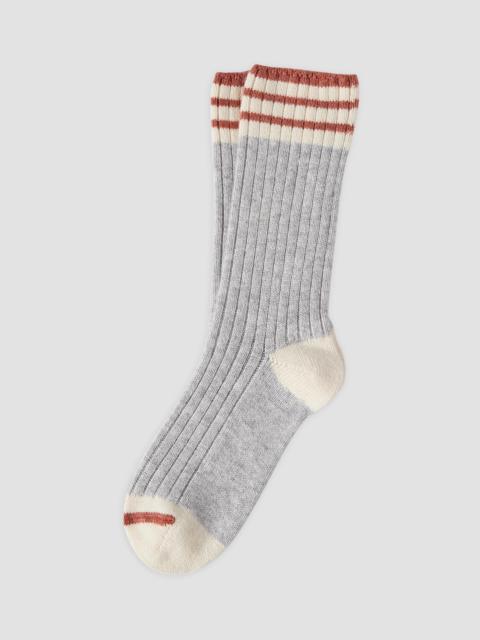 Brunello Cucinelli Men's Cashmere Rib Knit Socks - Light Grey