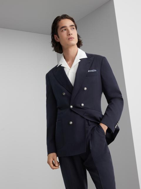 Brunello Cucinelli Délavé silk twill one-and-a-half breasted blazer with patch pockets and metal buttons