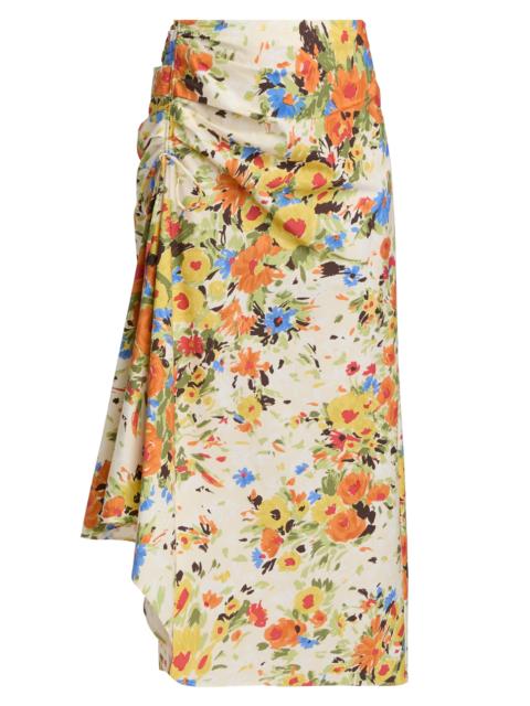 A.L.C. Women's Naomi Printed Ruched Cotton Midi-Skirt - Butter Poppy Multi