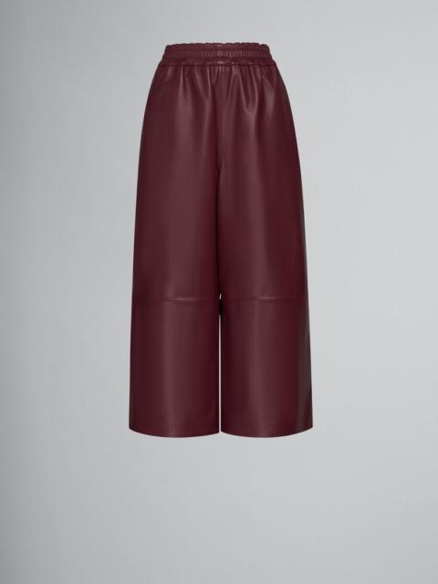 Marni RED WIDE-LEG LEATHER TROUSERS