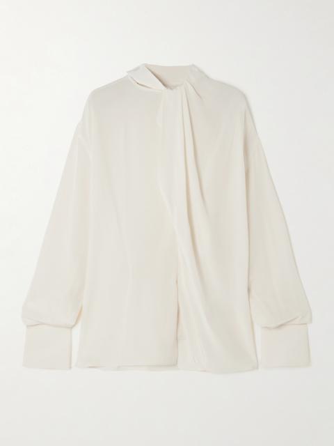 Victoria Beckham Asymmetric Draped Silk Blouse