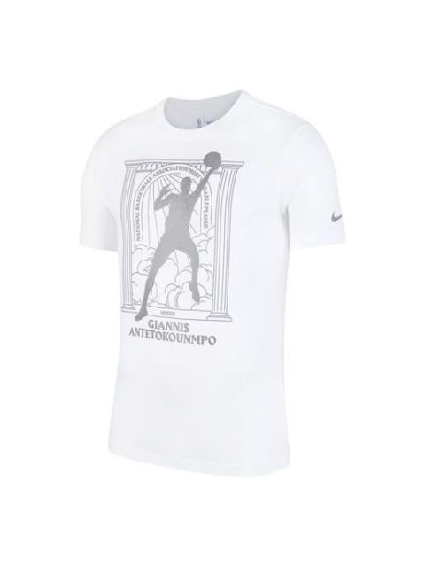 Nike Nike MVP Series Milwaukee Bucks Basketball Sports Printing Round Neck Short Sleeve White CT4015-100