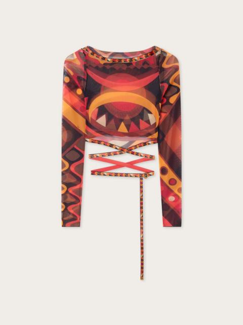 PUCCI VIVARA PRINT TULLE CROP TOP