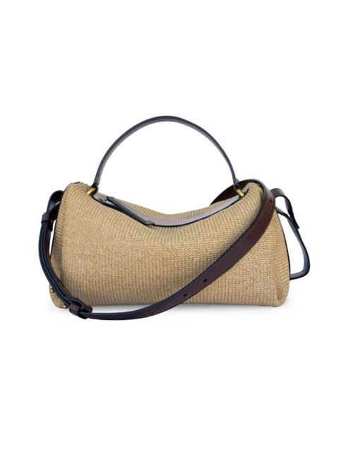 NEOUS Women's Scorpius Raffia-Leather Crossbody Bag - Natural Dark Chocolate