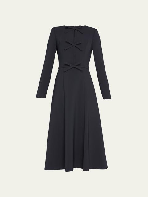CAROLINA HERRERA Triple Bow Keyhole-Front Midi Dress