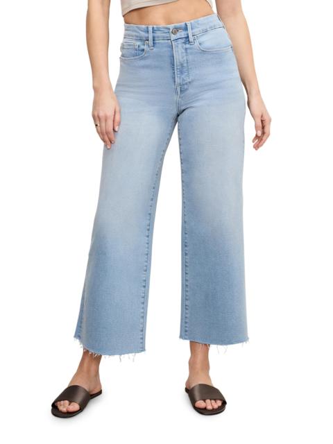 GOOD AMERICAN Women's Compression Denim Good Waist Crop Palazzo Jeans - Indigo